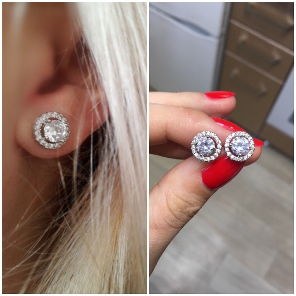 Cubic Zirconia Stud Earrings - Picture 3 of 8